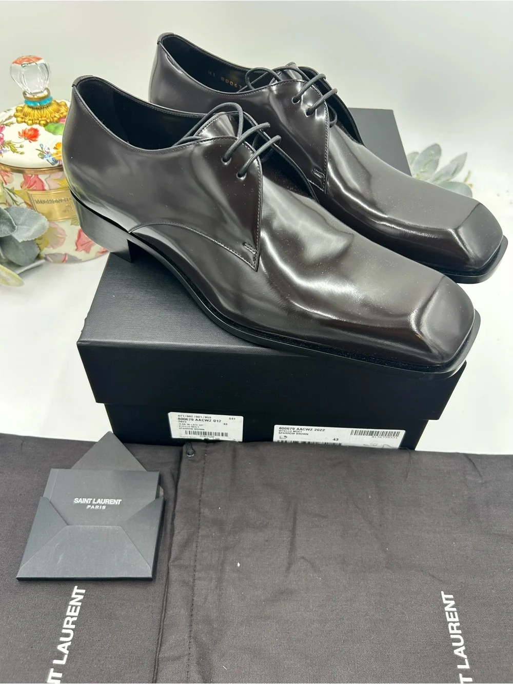 Men's Saint Laurent JEAN Leather, Derby shoes, size 43 made in Italy